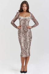 snake print corset dress