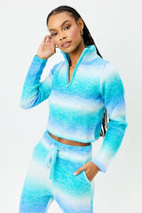Bowie Cropped Knit Sweater Blue Horizon