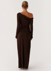 Jordana Twist Maxi Dress Brown