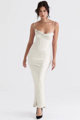 ivory corset maxi dress