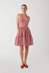 Tulsa Halter Midi Dress Scarlet Stripe