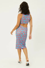 Twelve Terry High Neck Dress Blue Magic
