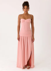 Clemence Bustier Maxi Dress Coral