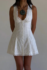 x BELLA HADID Farm Eyelet Mini Dress Salt Air Eyelet
