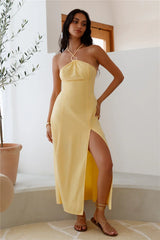 Shes Captivating Midi Dress Yellow