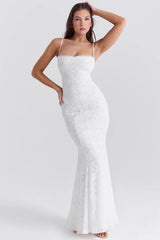 ivory lace up back maxi dress