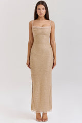 seapearl embellished maxi dress