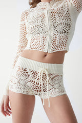 Lyla Crochet Mini Short White