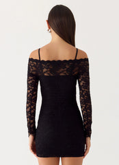 Just This Once Lace Mini Dress Black