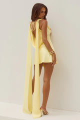 GABRIELLA COWL MINI DRESS LEMON