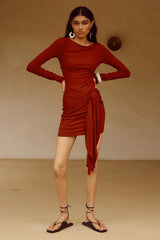JUDAH SLEEVED MINI DRESS RED