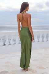 POSEY LOW PLUNGE MAXI DRESS OLIVE