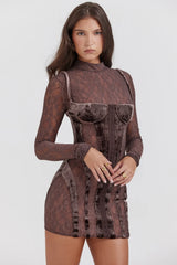 brown velvet lace corset dress