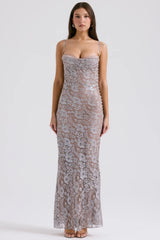 ice blue lace godet gown