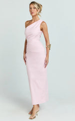 Karlie Midi Dress One Shoulder Fitted Dress in Pink