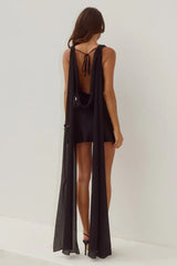 GABRIELLA COWL MINI DRESS BLACK
