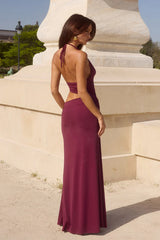 LUMIA HALTER MAXI DRESS PLUM