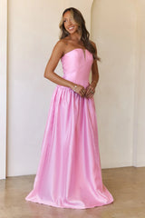 Princess Cut Strapless Maxi Dress Pink