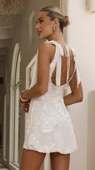 Usha Tie Strap Mini Dress White
