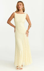 Madeleine Maxi Dress Hight Neck A Line Dress in Lemon