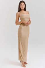 seapearl embellished maxi dress