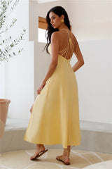 Shes Captivating Midi Dress Yellow