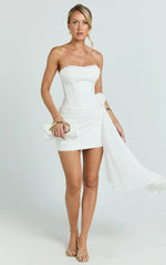 Riley Mini Dress Strapless Draped Corset Bodycon Dress in White