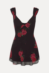 Lunarose Floral Mini Dress Black Rose Brushstroke