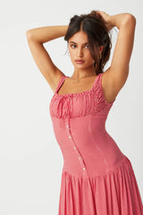 Christabelle Ruffle Maxi Dress Ladybug Gingham