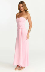 Aria Maxi Dress Strapless Tie Waist Dress in Pink