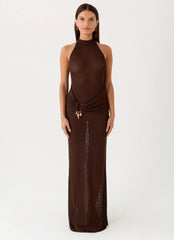 Saoirse Knit Maxi Dress Chocolate