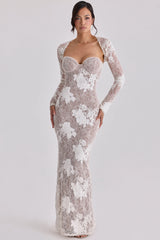 ivory embroidered lace maxi dress limited edition