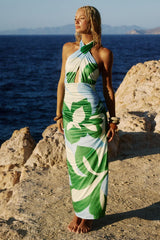 AUBRIE CROSS FRONT MIDI DRESS AMOREE BLUE
