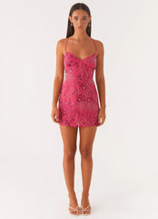 Vietta Sequin Cami Micro Mini Dress Fuchsia