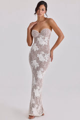 ivory embroidered lace maxi dress limited edition