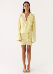 Farretti Shirt Mini Dress Pale Yellow