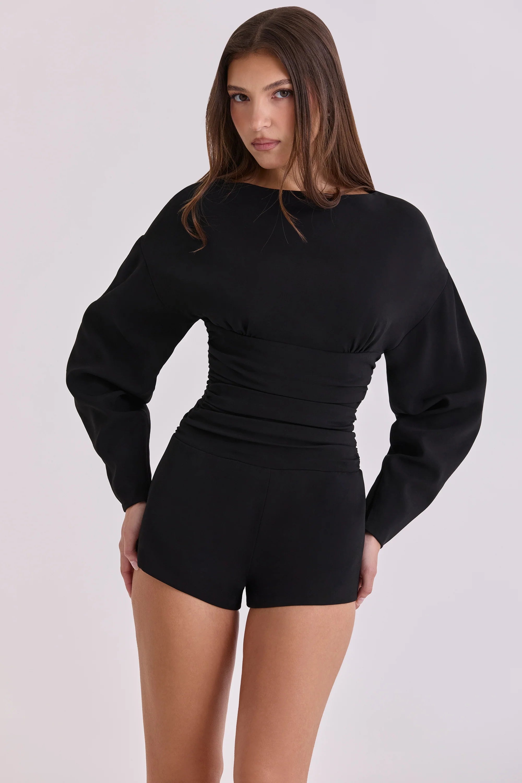 black crepe contour playsuit