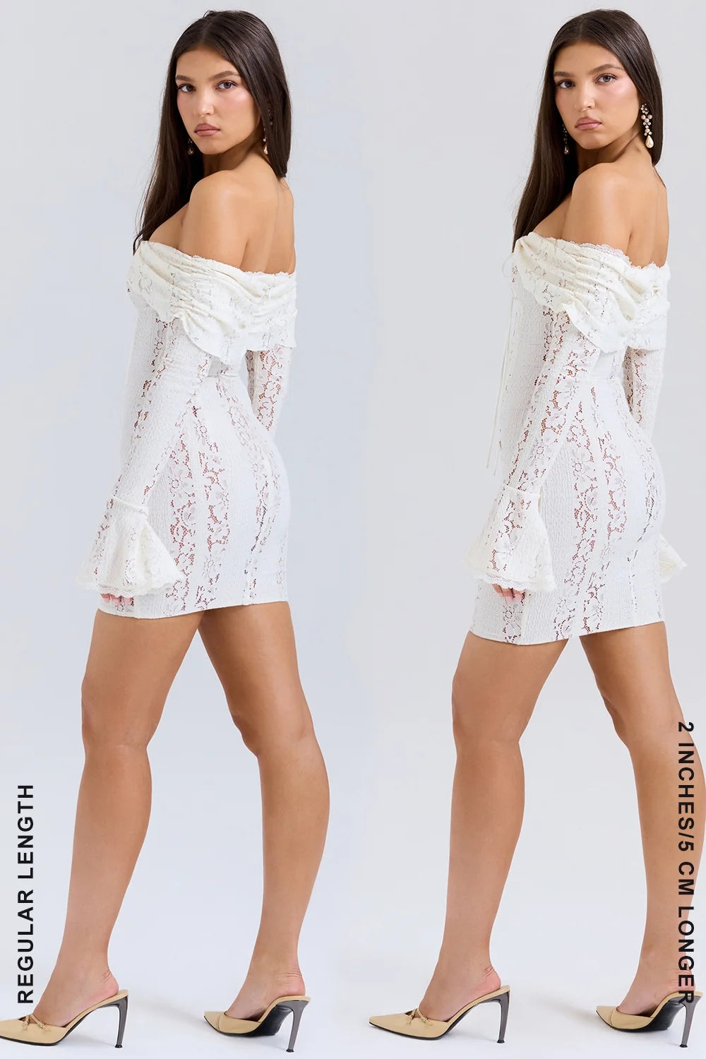 vintage cream floral lace off shoulder mini dress