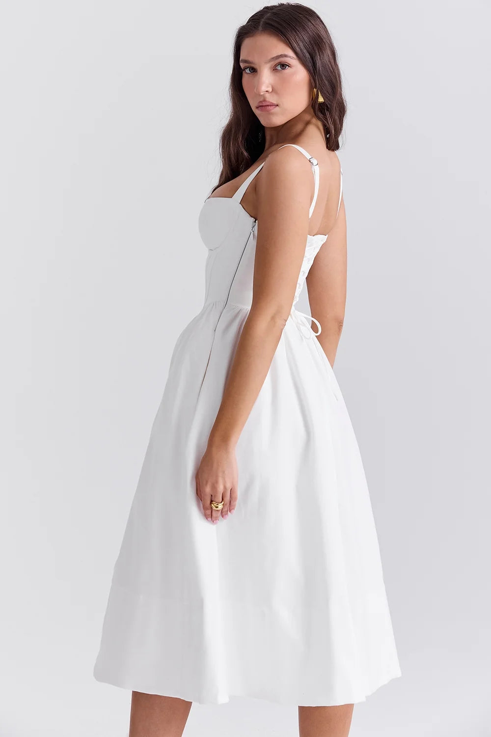 white corset midi sundress