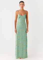 Vietta Sequin Cami Maxi Dress Mint