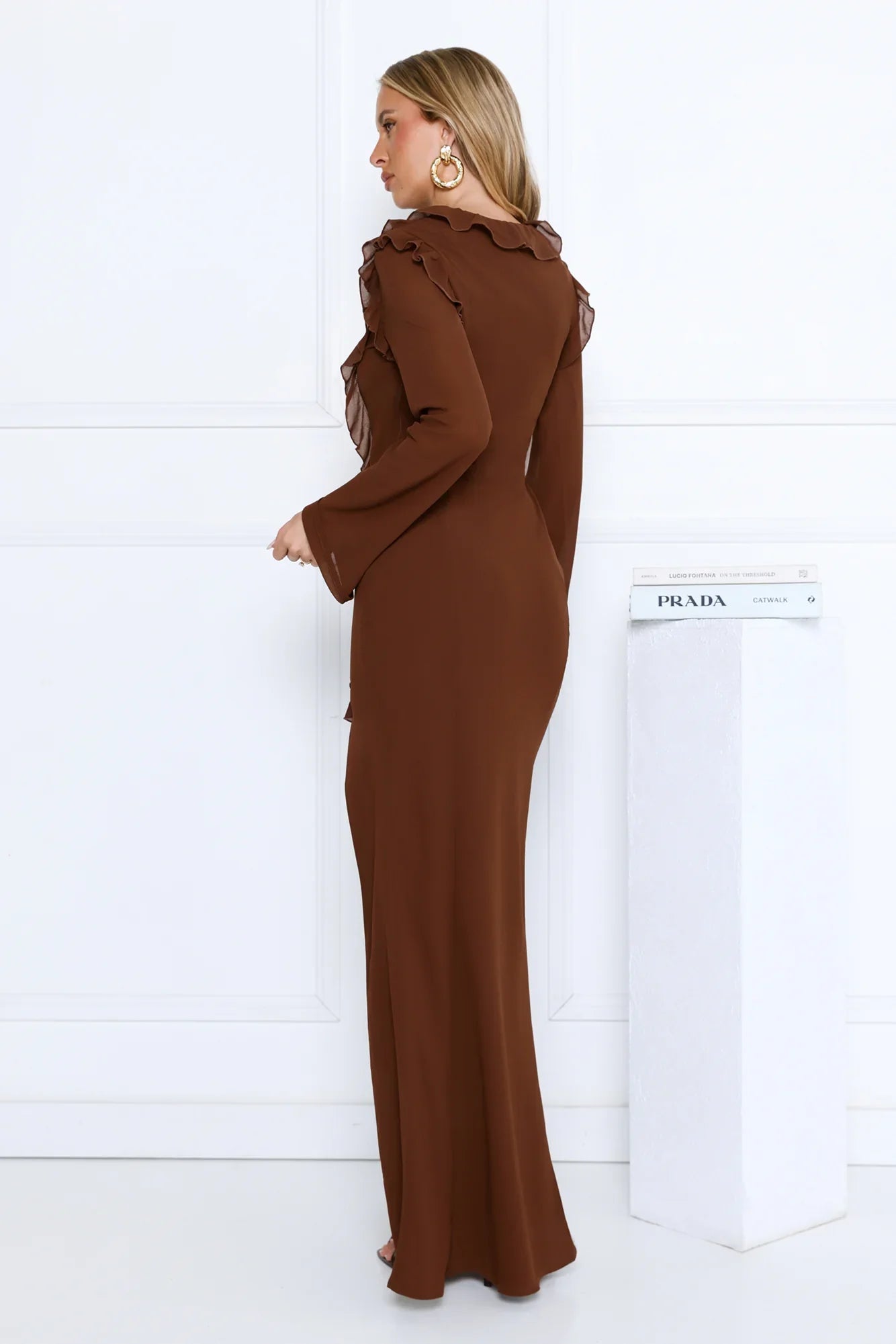 Twinkle Rose Maxi Dress Brown
