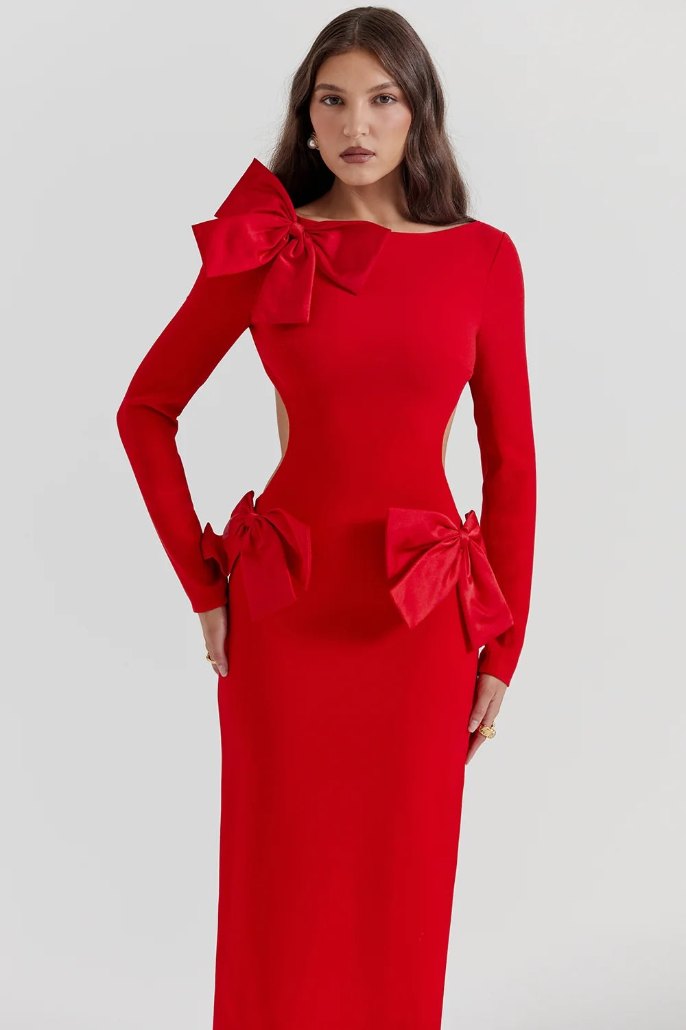 red bow maxi dress