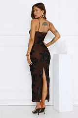 Estelle Mesh Maxi Dress Brown