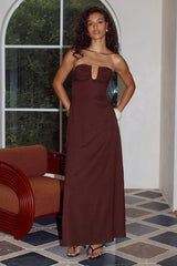 MARTHA STRAPLESS MAXI DRESS CHOCOLATE