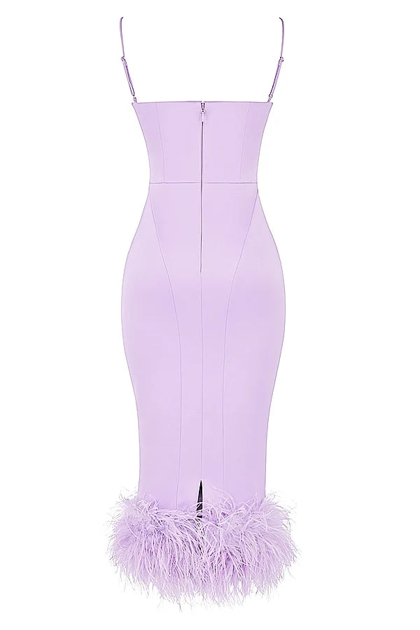 orchid satin midi dress
