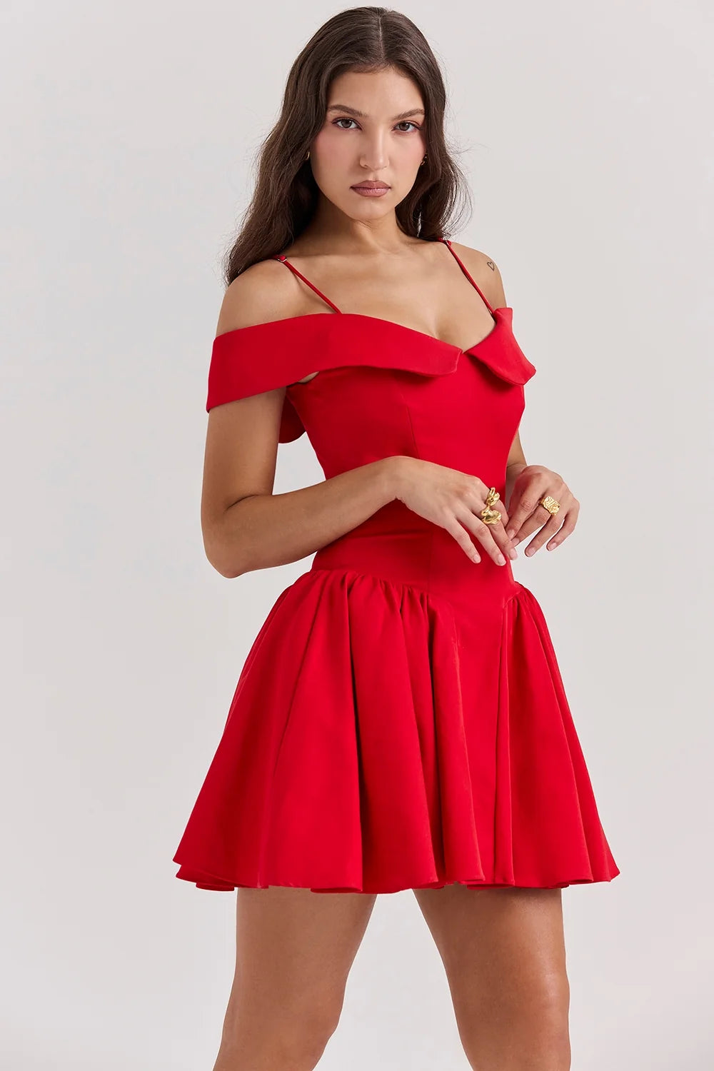 scarlet off shoulder mini dress
