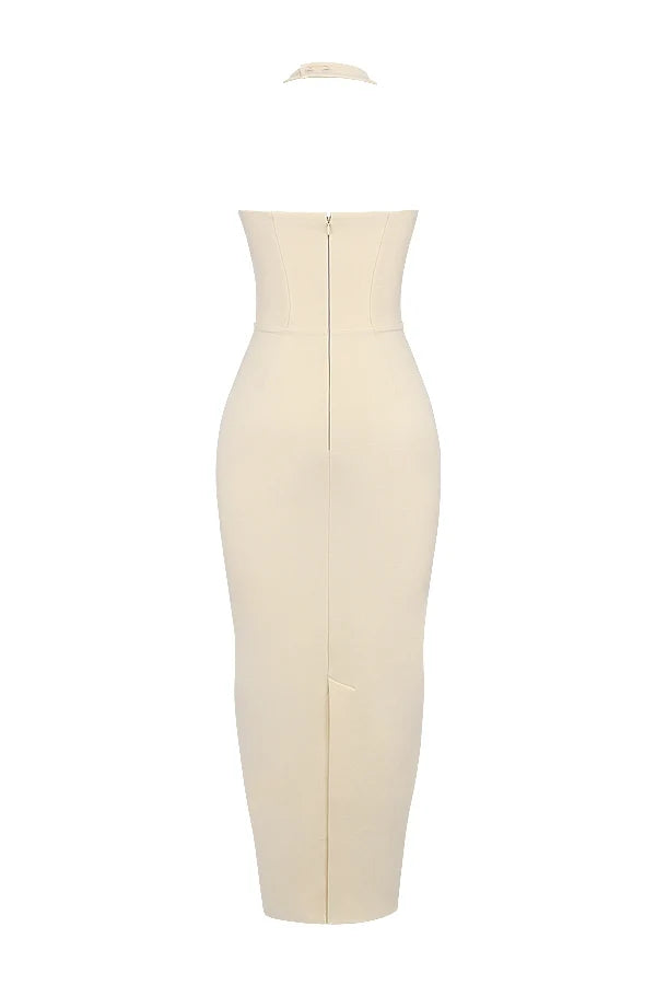 ecru halter maxi dress