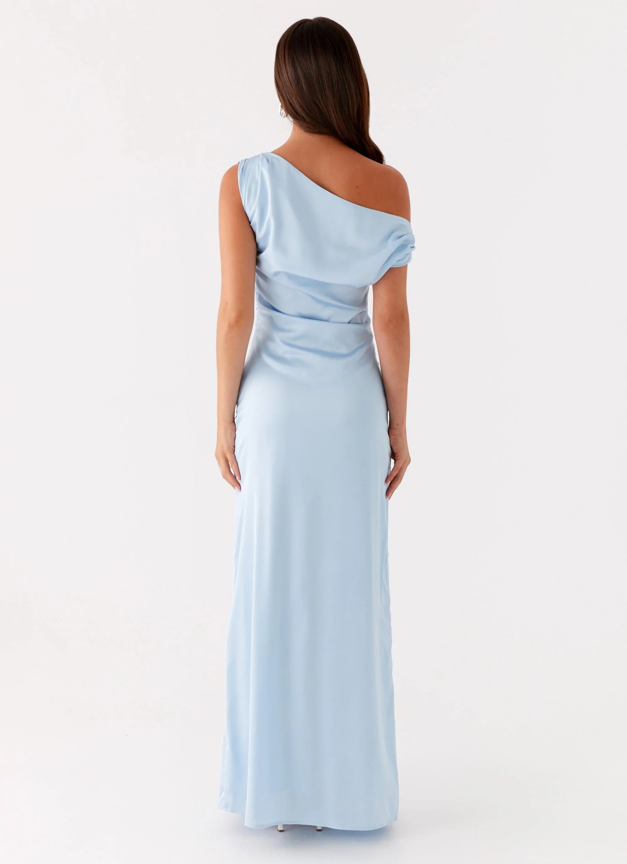 Heart Of Glass Satin Maxi Dress Blue