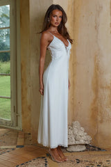 EMILY LACE TRIM CAMISOLE MIDI DRESS WHITE MUSK POLKA