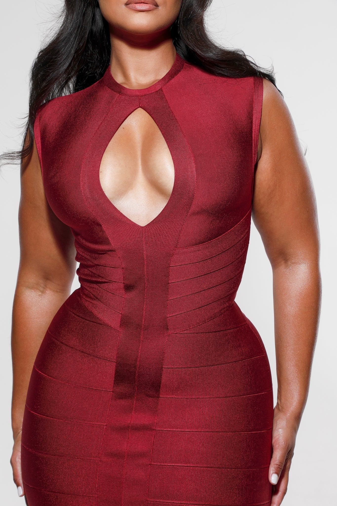 ruby bandage midi dress